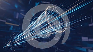 Technology Domain Abstract Data Stream Visualization, Global Digital Network Concept